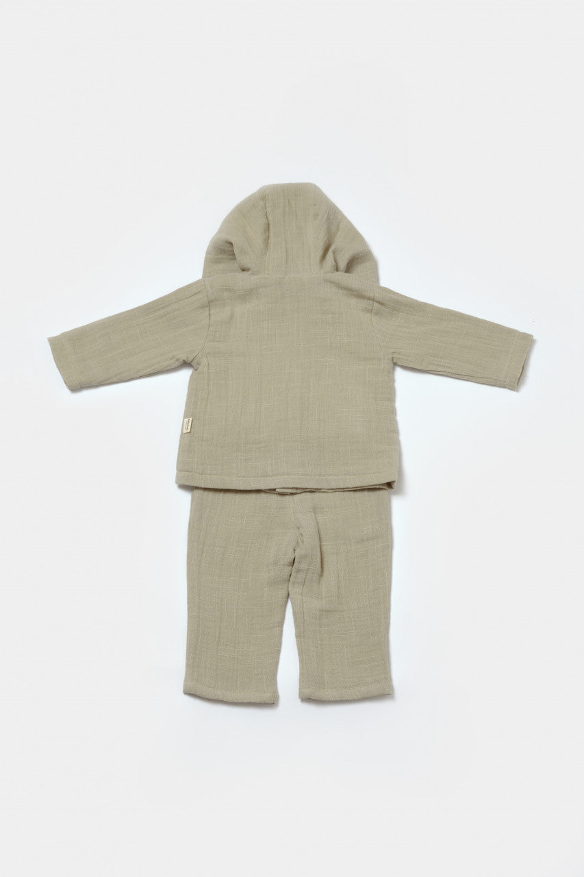 Set bluza cu gluga si pantaloni, Winter muselin, 100% bumbac - , BabyCosy